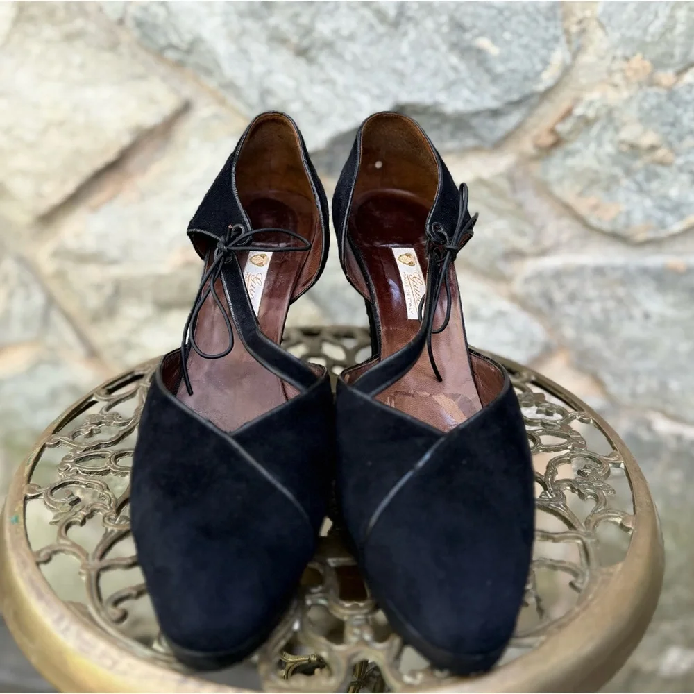 Gucci Vintage Black Suede Heels size 7